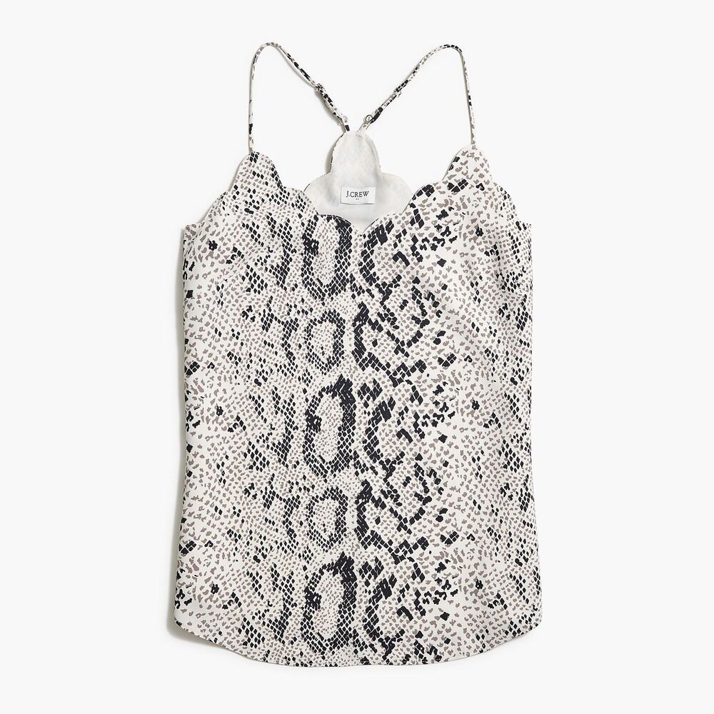 J Crew Ivory Snakeskin Print Sleeveless Cami Top Adjustable Strap Size 4 NWT
